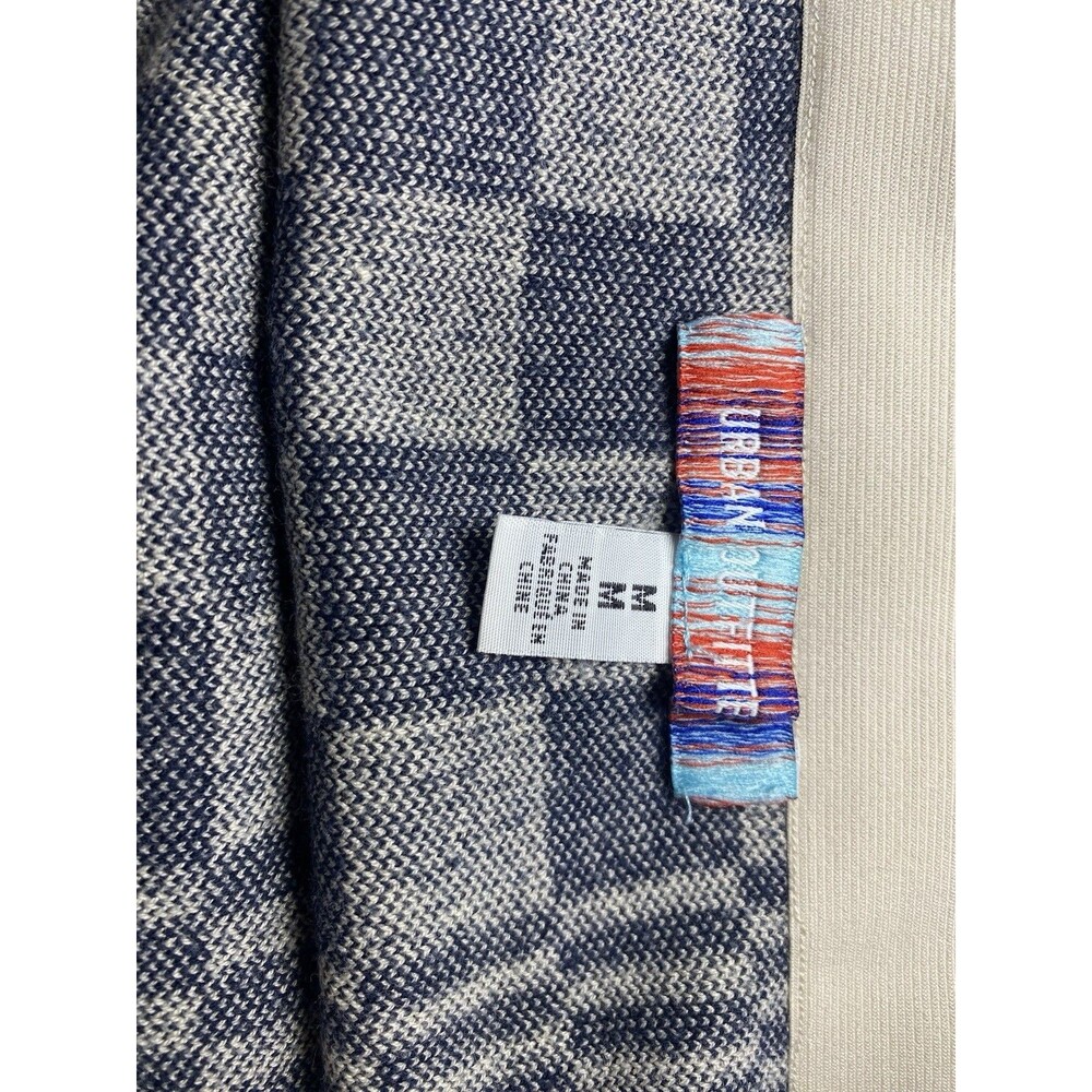 Mini Stretch Skirt Navy Blue Cream Checked Layer Grunge Edgy Y2K Skater Size M - Picture 5 of 6